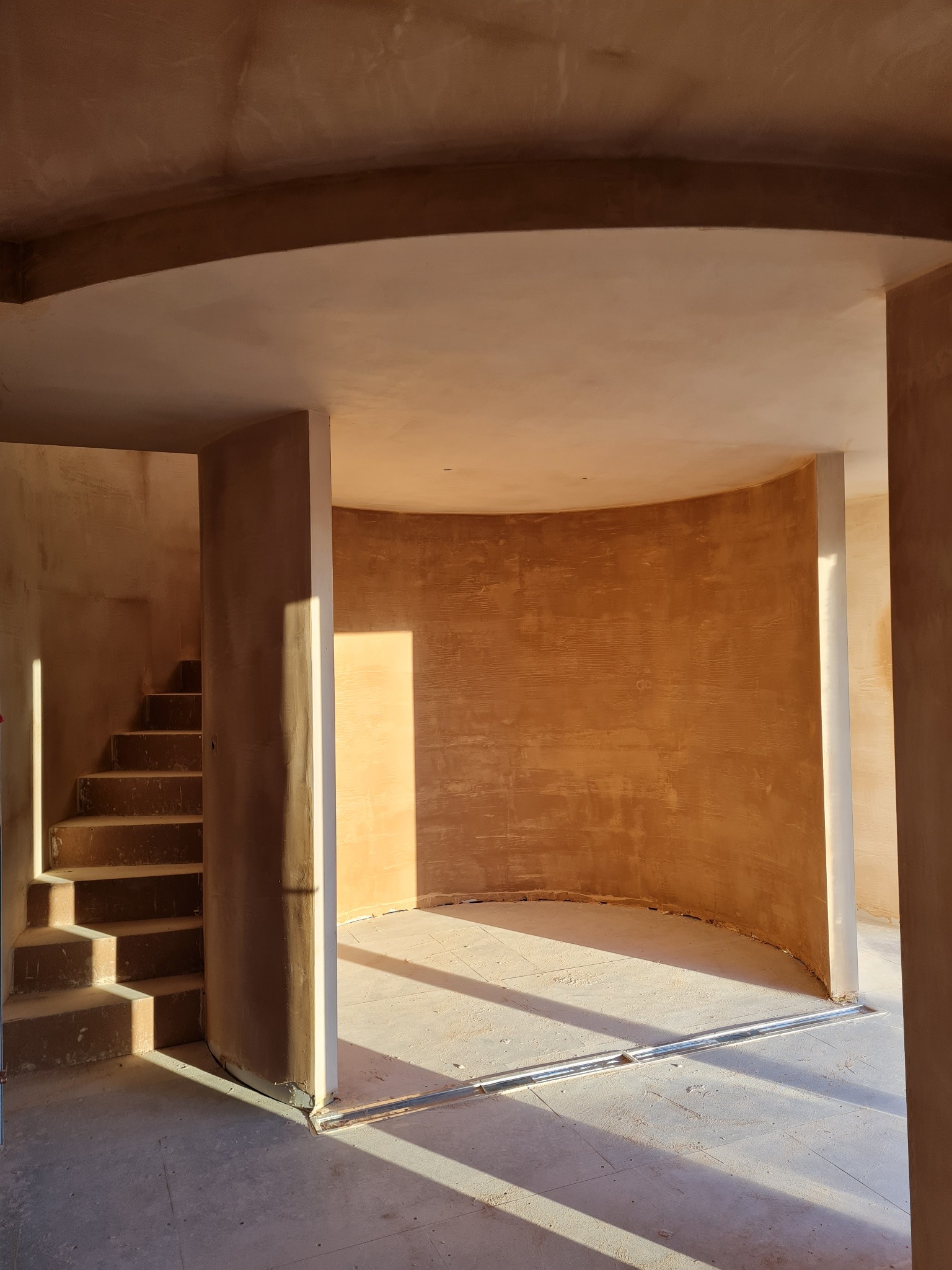 Curved interior under construction